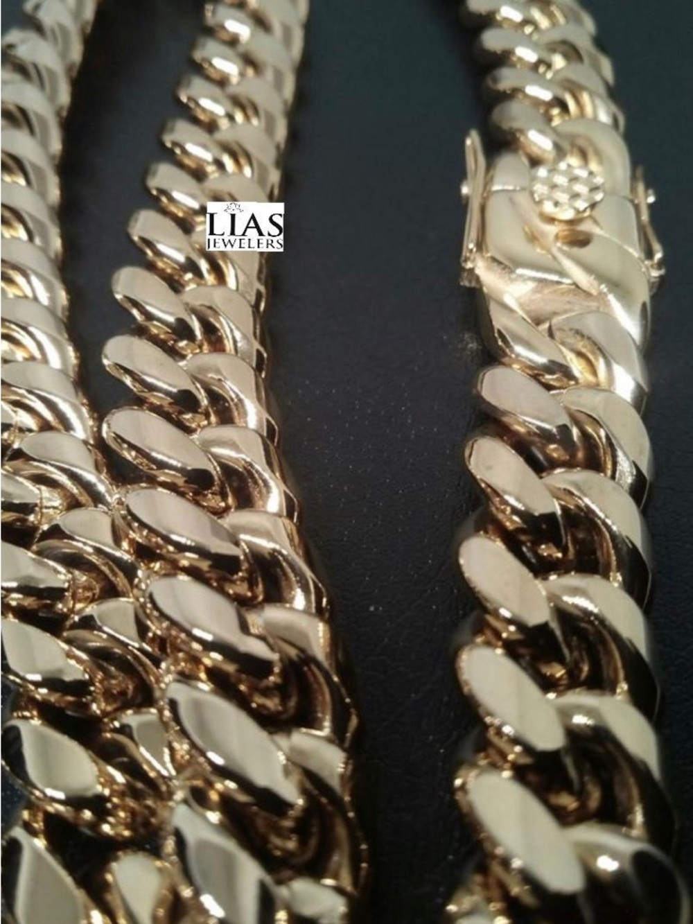 New 18k yellow gold Cuban link chain and bracelet set - Picture 5 of 6